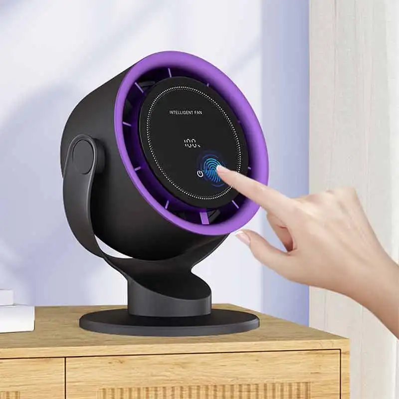 

1 шт. тихий настольный вентилятор для спальни, настольный вентилятор с батарейным питанием и сенсорным управлением, 5 скоростей, мощный перезаряжаемый настольный вентилятор с воздушным потоком