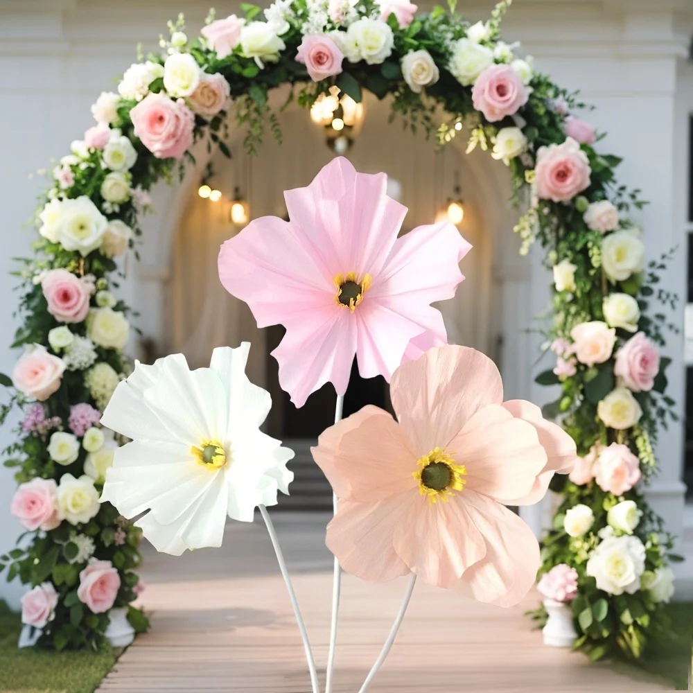 

Свадебное украшение фона, большие бумажные цветы, большие цветы мака, украшение для свадебной дороги, свинцовое украшение для дня рождения