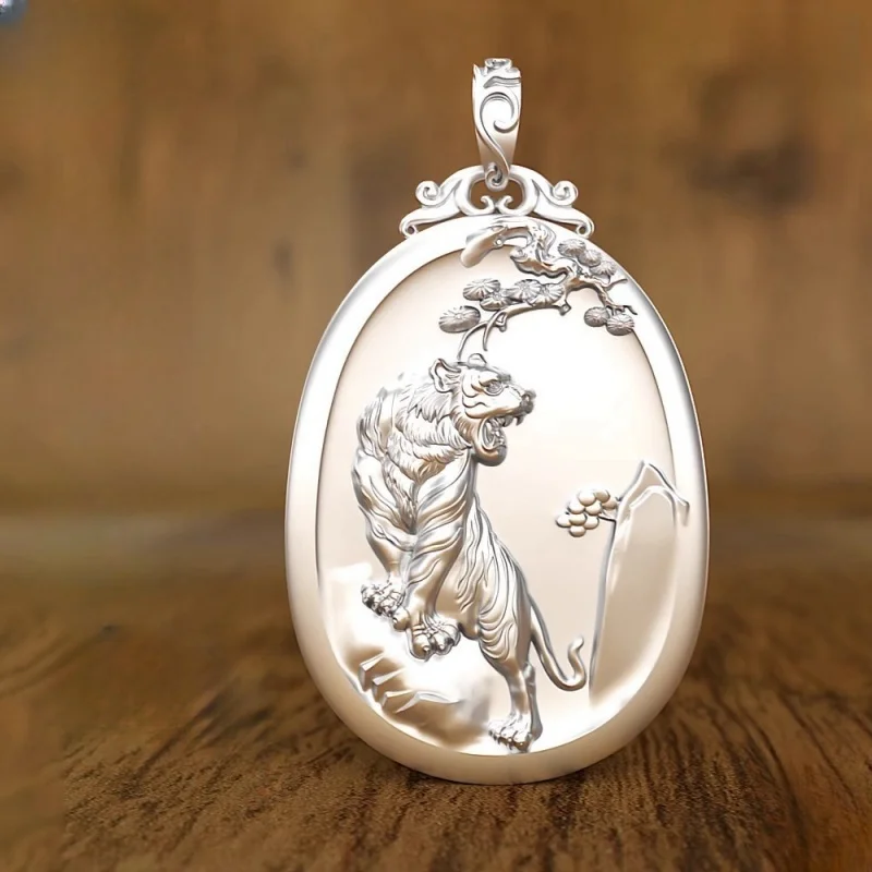 BOCAI S999 Sterling Silver Pendants for Women Men New Fashion Zodiac Guardian God MountainTiger Jewelry Amulet Wholesale