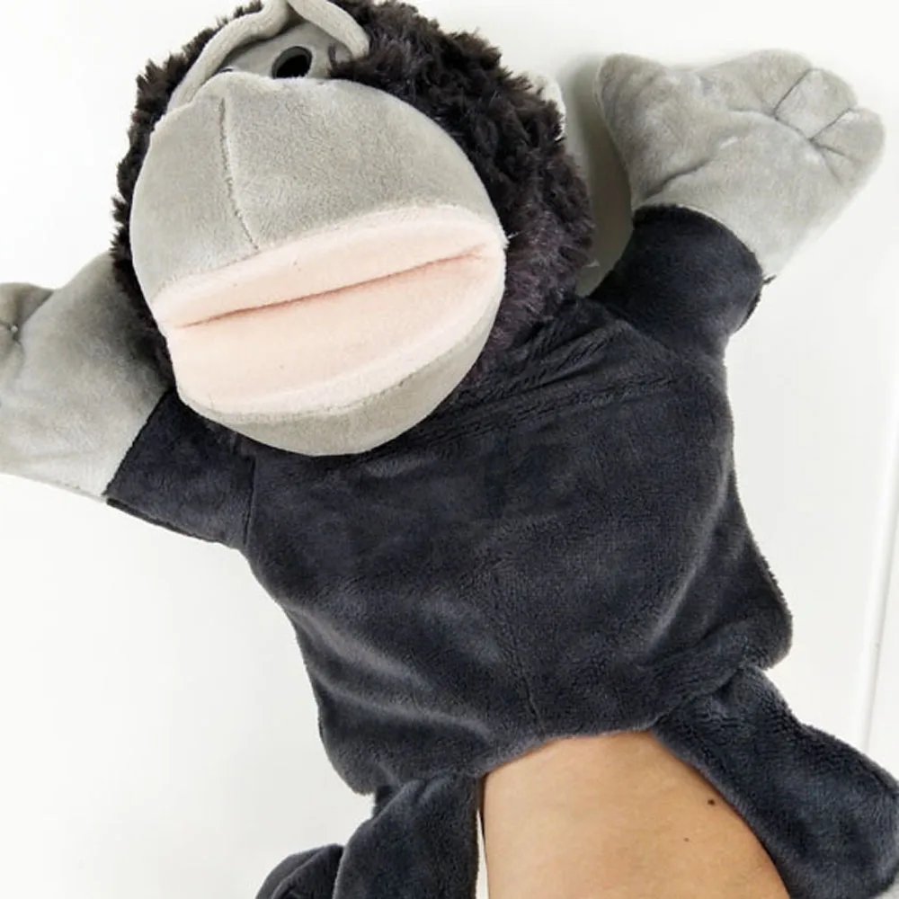 Fantoche de mão para bebê grande macaco gorila preto brinquedo de pelúcia