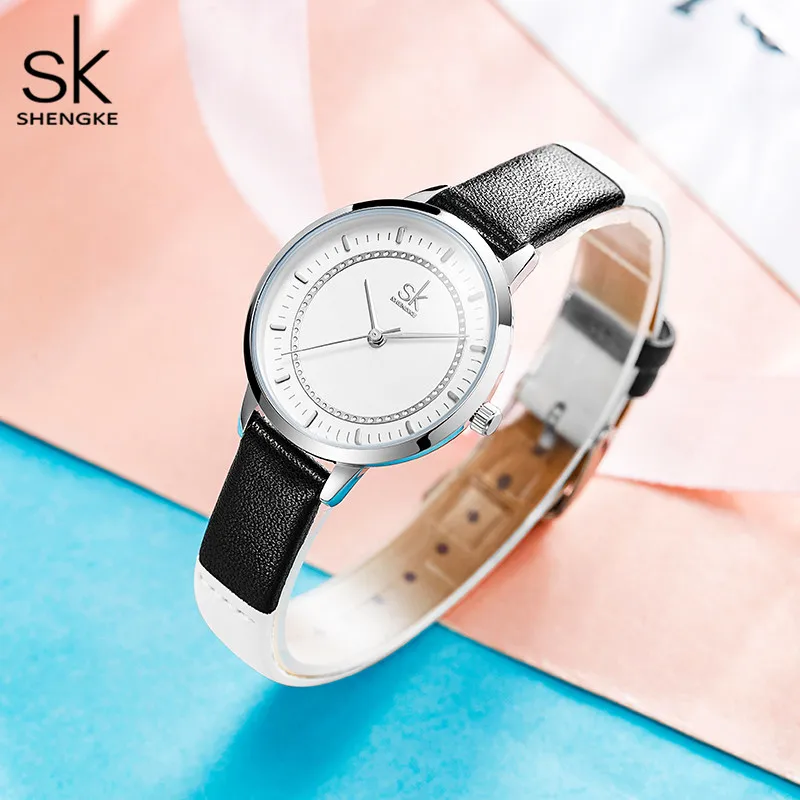 Shengke Fashion Women\'s Quartz Watches Original Design Ladies Top Brand Women\'s Wrist watch Best Gifts Clock for Girl  or Female