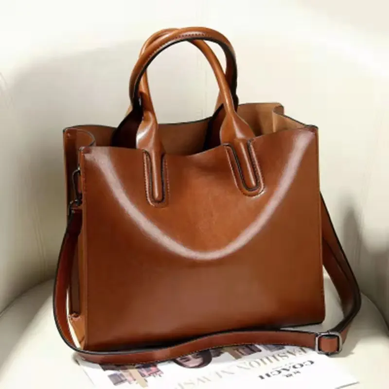 Casual Leather Women\'s 2022 New Large Capacity Tote Shoulder Handbags Office Ladies Party Luxury Bags