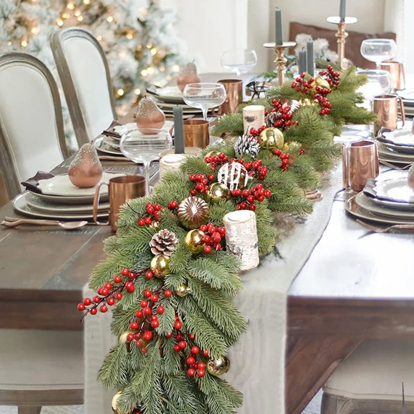 

Artificial Green Plants Christmas Tree Garland Wreaths Home Room Party Decoration Outdoor Yard Pine Tree Rattan Hanging Ornament