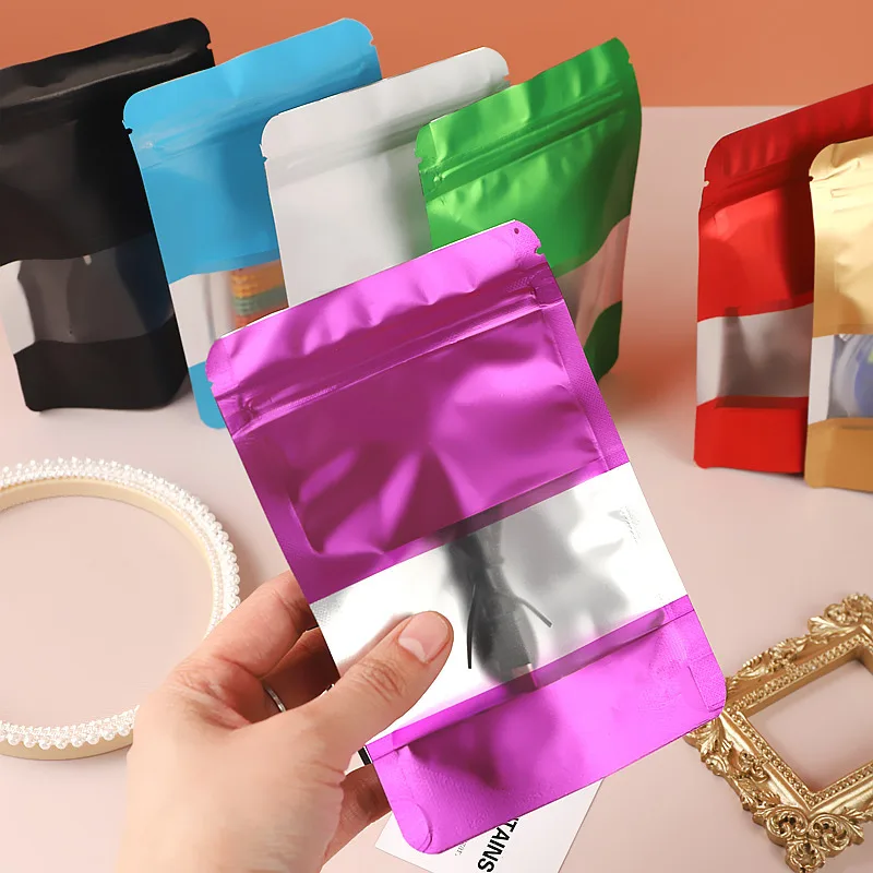 Matt Stand Up Colors Frosted Window Aluminum Foil Zip Lock Bags Snack Jewelry Food Candy Gift Resealable Storage Packaging Bag