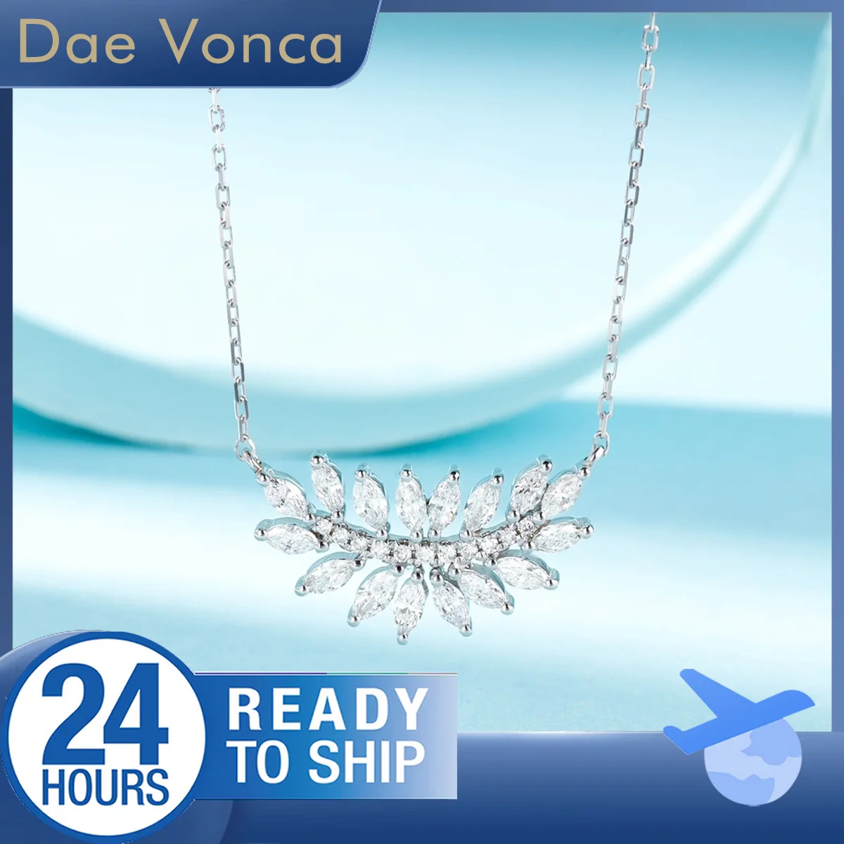 

Marquise Cut Total 0.5ct Lab Grown Diamond Necklace 18K White Gold Leaf Shaped Lab Diamond Pendant Necklace Gift for Wife