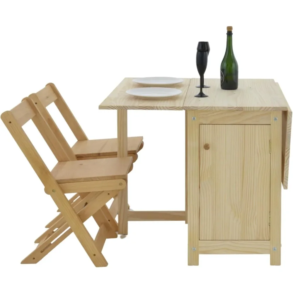 Solid Wood Foldable Dining Table and Chair Set for With Chair Storage, Portable Kitchen Tables, Perfect for Picnics