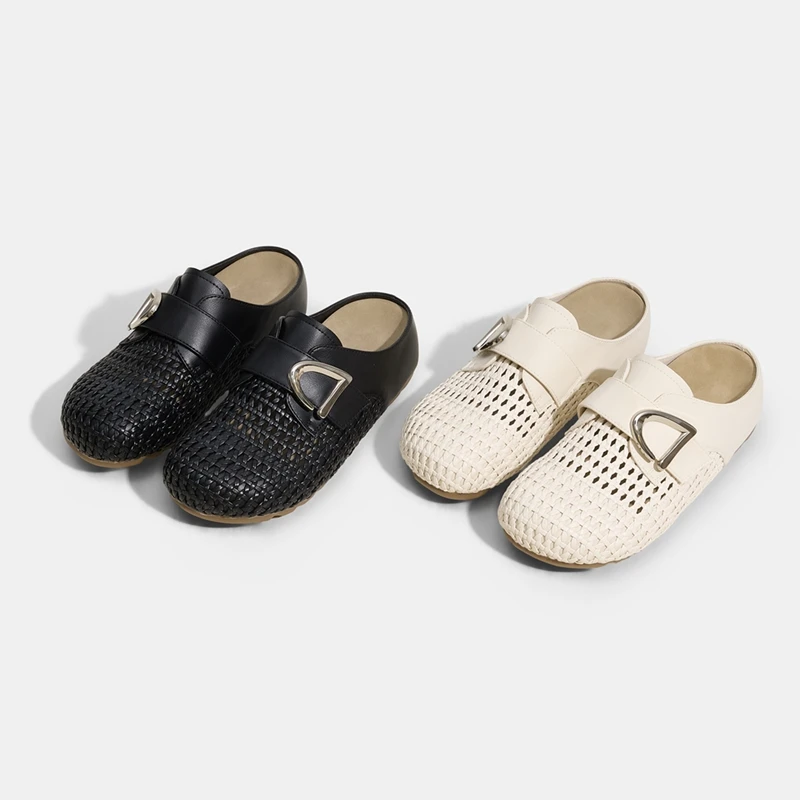 

AIYUQI 2026 New Women's Slippers 6CM Thick-Soled Woven Baotou Slippers Women Plus Size Summer Beach Breathable female Shoes