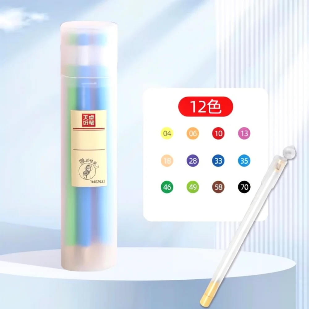 Tianzhuo Colored Mechanical Pencil Set Replaceable Refills Oil Based Drawing Pens Non Sharpening Hexagonal Body Art Sketching