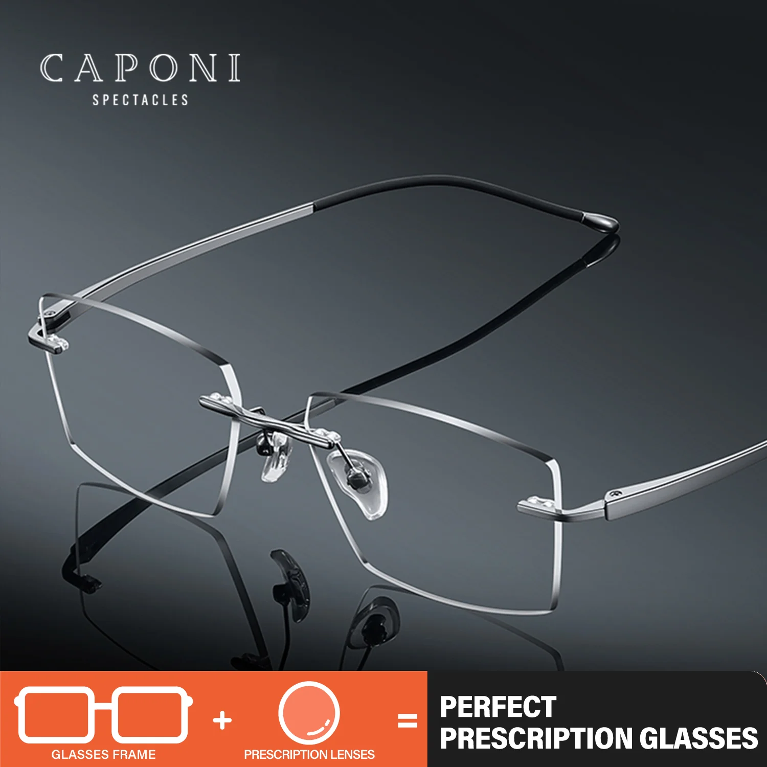 CAPONI Prescription Glasses Myopia Ultra Light Simple Design Business Glasses Men Anti Blue Light Progressive Glasses PJ24606