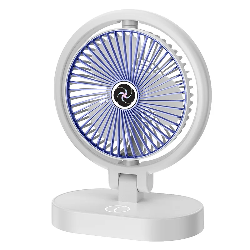 2024 novo ventilador elétrico usb desktop pequeno ventilador de luz casa rotativa mesa de maquiagem luz de preenchimento pequeno ventilador 4 velocidades luz noturna destacável