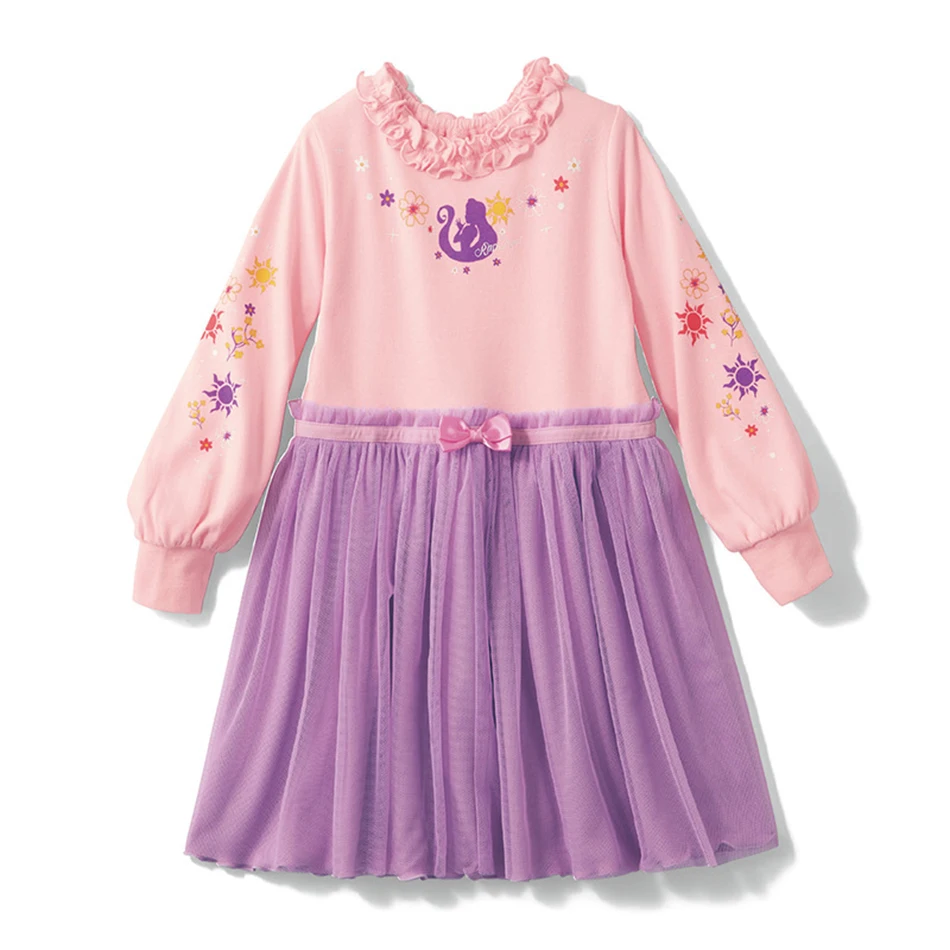 Disney Spring Autumn Girls Long-sleeved Dresses Baby Girl Cotton Princess Dress Cosplay Princess Costume Kids Clothes Cute Skirt