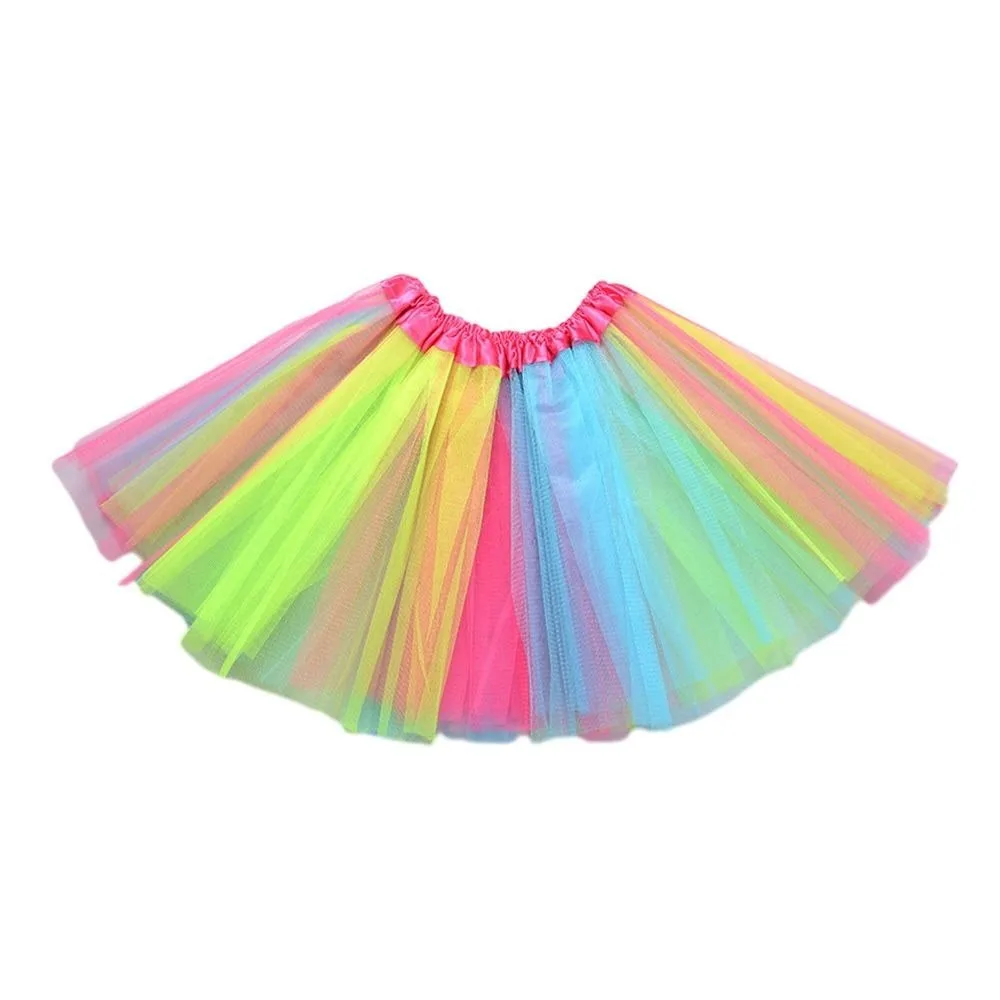 

Fashion Rainbow Tutu Skirt Colorful Tulle Dance Pettiskirt Netting Princess Skirt Children