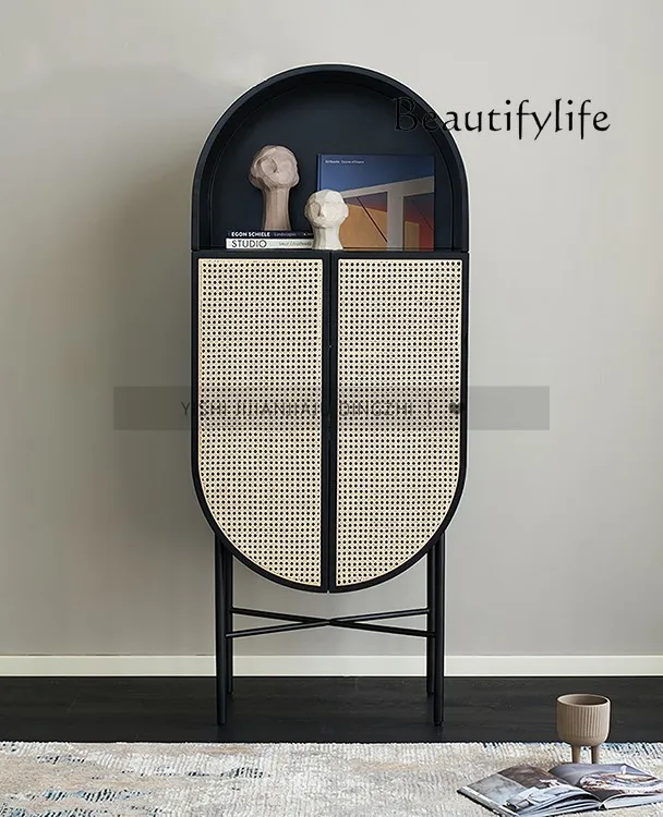 

Italian minimalist creative wine cabinet storage cabinet creative rattan entrance cabinet