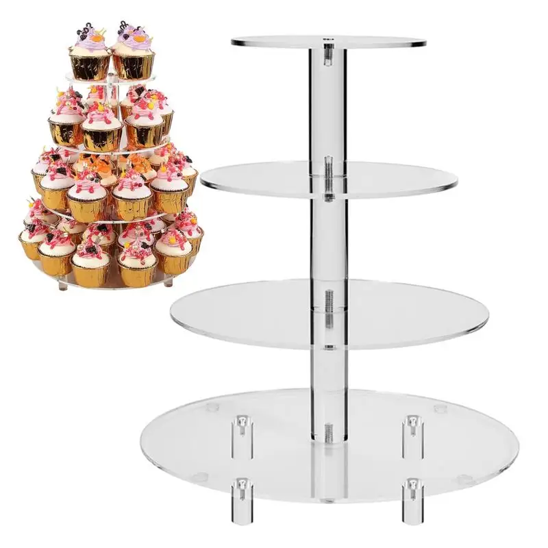 4 Tier Stand Acrylic Display Cake Stand Clear Display Riser Rack For Cupcake Perfume Doll Organizer Dessert Table Decorations