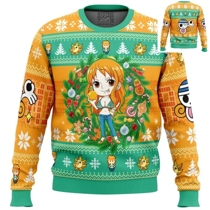 가을 크루넥 원피스 크리스마스 나미 애니메이션 어글리 크리스마스 스웨트셔츠 겨울 부드럽고 편안한 스타일리시 플러스 사이즈 풀오버 트랙슈트