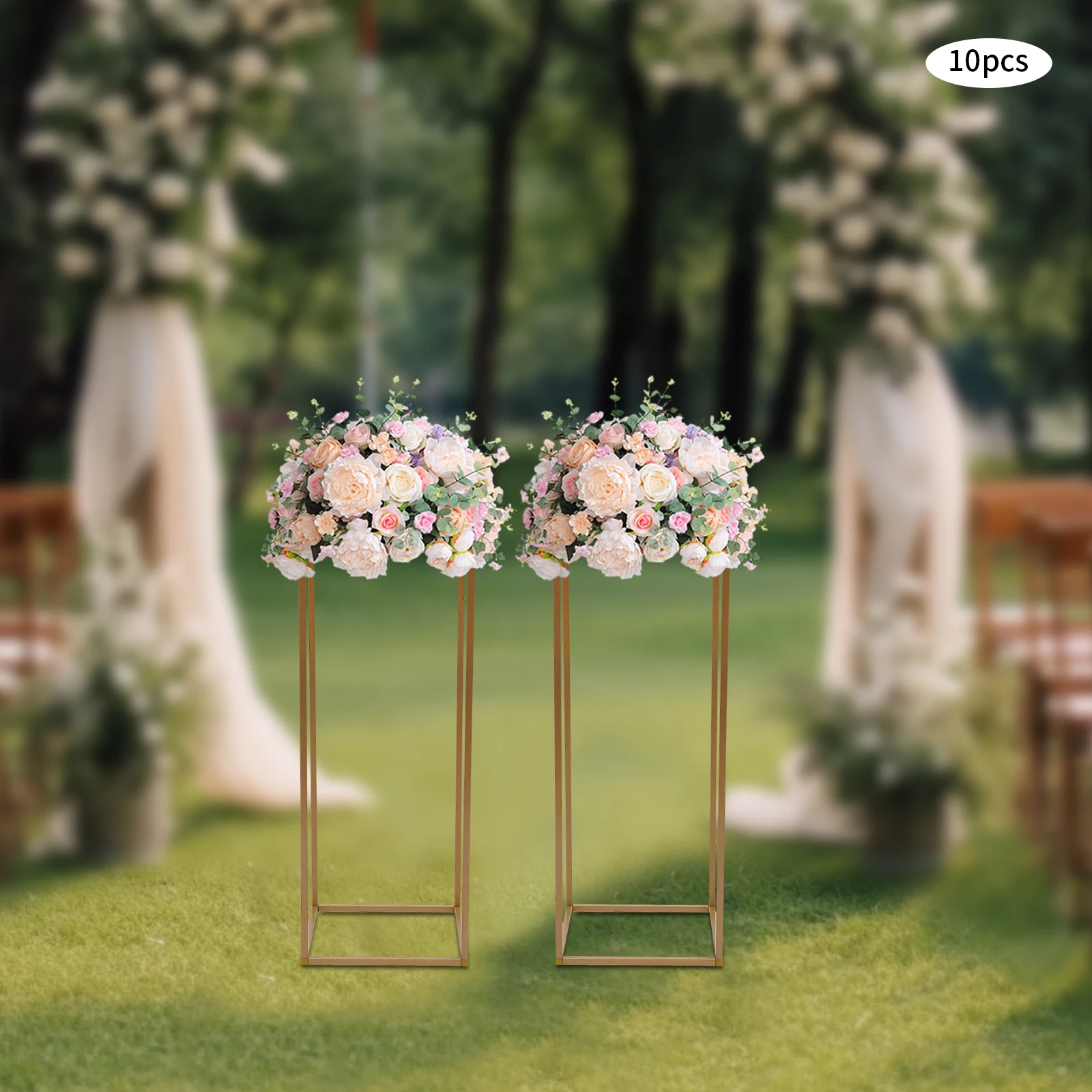 

Flower Stand 10Pcs Plastic Triangle Wedding Bouquet Stand W/ Hammer, 10mm Square Tube Flower Holder for Wedding Party Home Decor