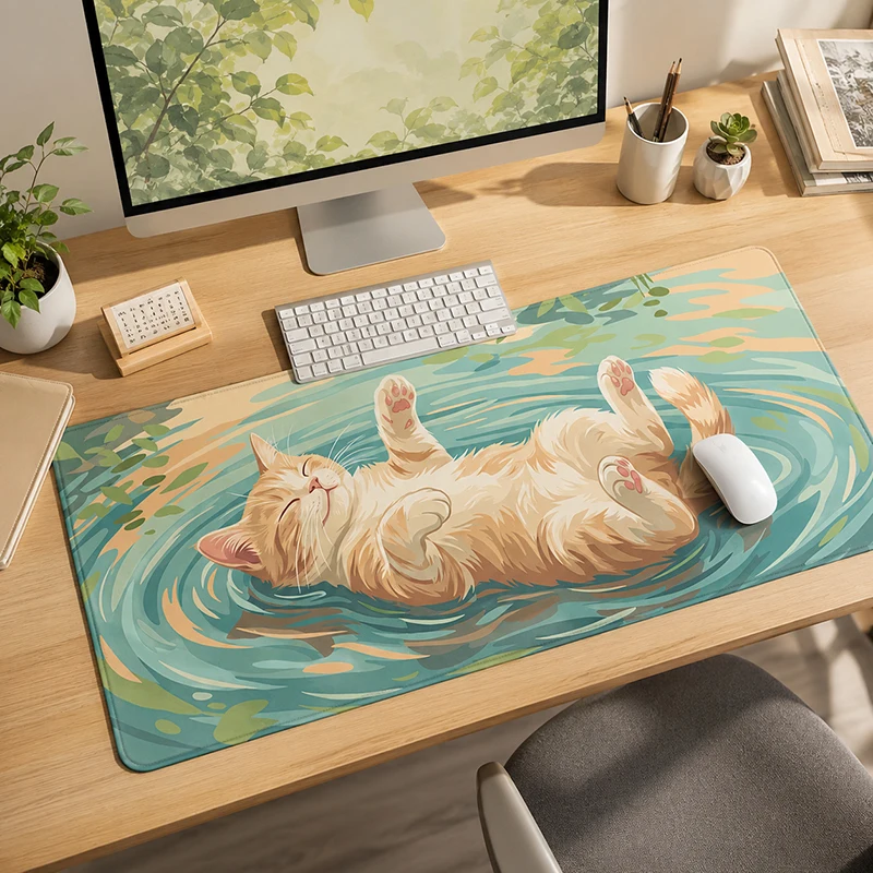 Mouse Pad Orange Cat Floating Water Gaming XL New Home Custom Mousepad XXL Mechanical Keyboard Pad Soft Office Carpet Table Mat
