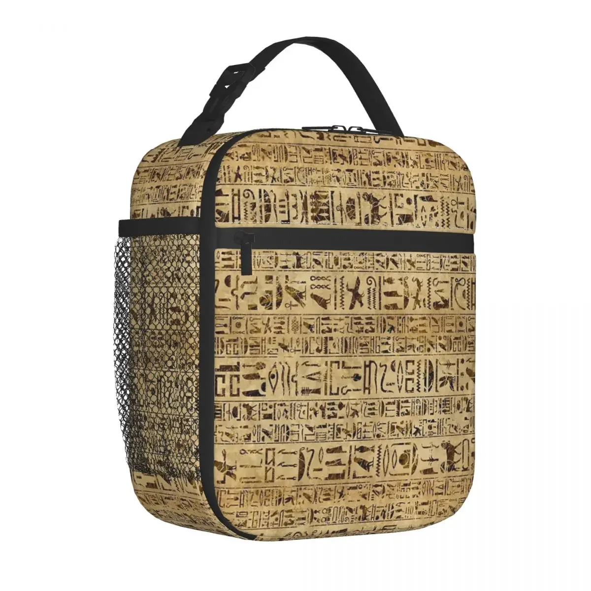 

Egyptian Ancient Hieroglyphs On Papyrus Insulated Lunch Bag Eastern Storage Food Box Portable Thermal Cooler Bento Box Work