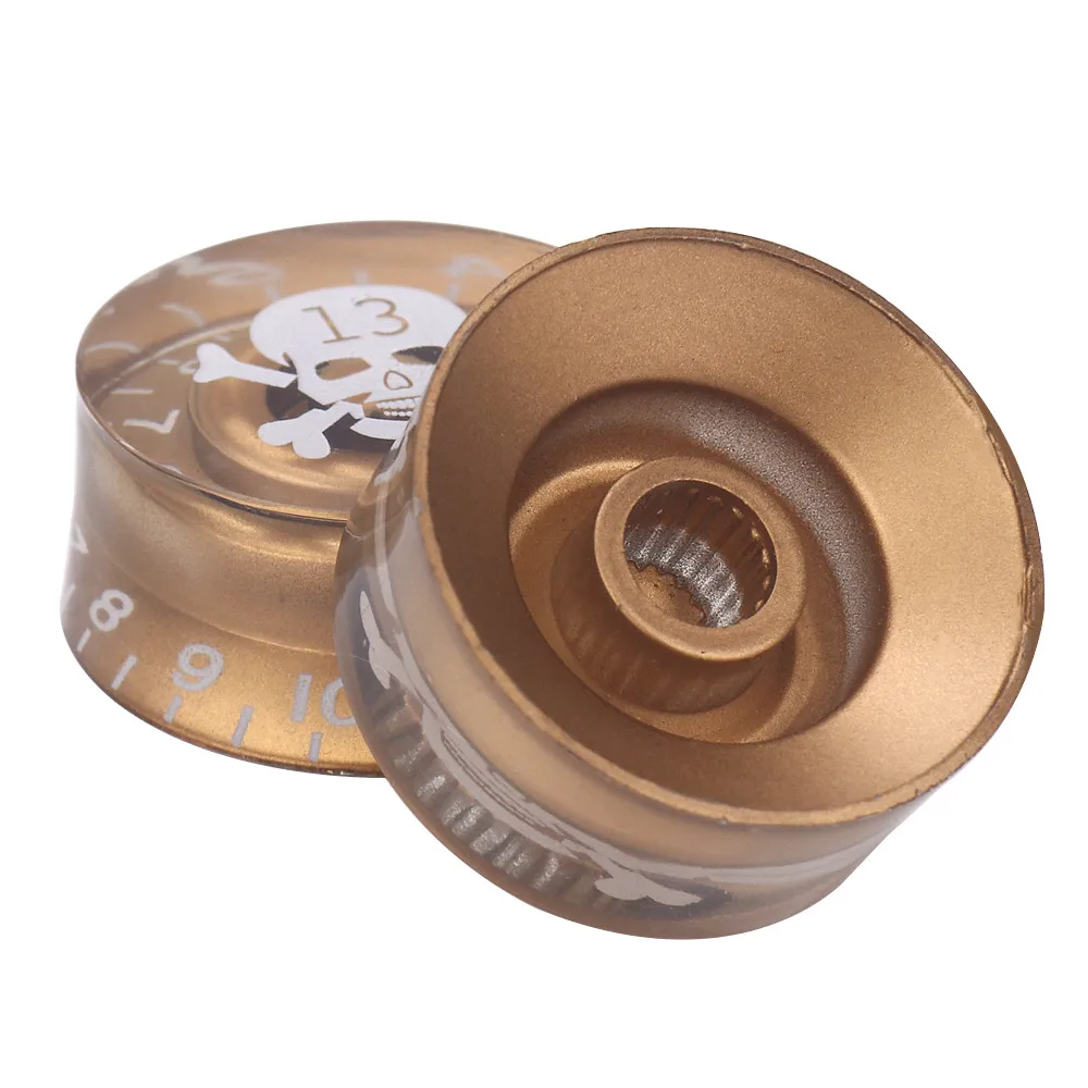 4Pcs Skull Head Electric Guitar Bass Knobs Speed Volume Tone Control Knobs Gold #1
