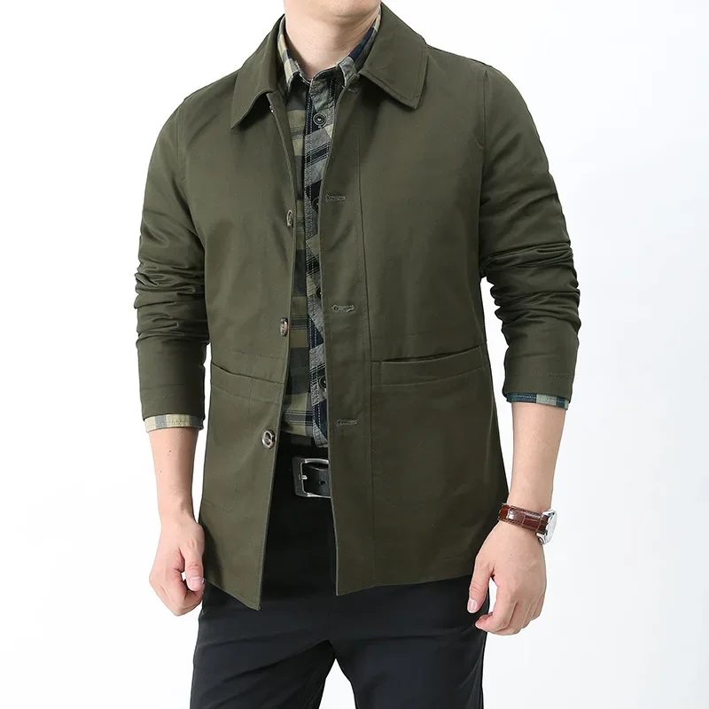 

MaiDangDi Spring and Autumn Water Washed Cotton Foreign Trade Coat for Male Workwear Jackets and Men's Flip Collar Flying Suits