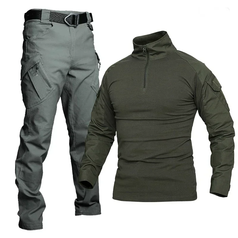 Summer Hunting Uniform Set Men Tactical Shirt Long Sleeve Hunting Pants Hunting Camping Tactical Suit Camouflage Man