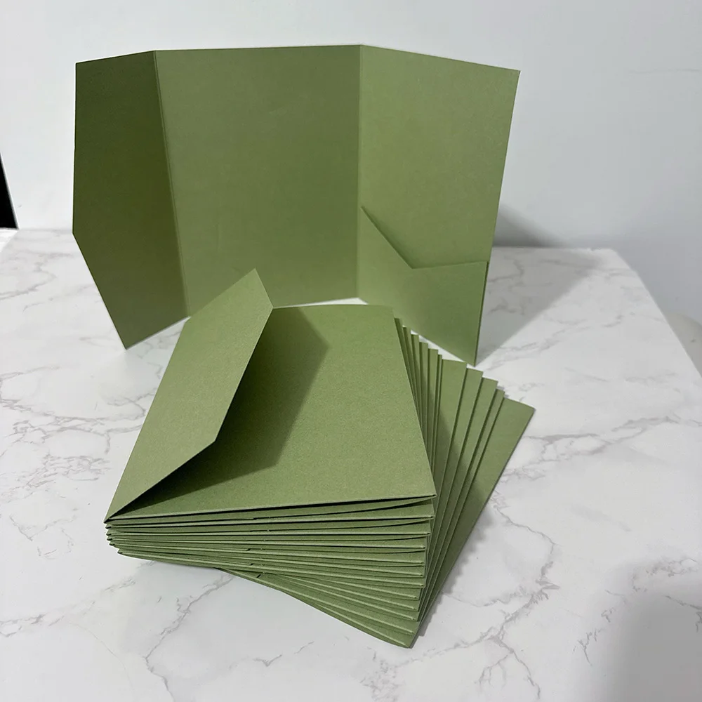 20 or 25pcs Blank Pocketfold Card Invitation DIY wedding paper envelope，DIY invitation,custom invitation,sage green