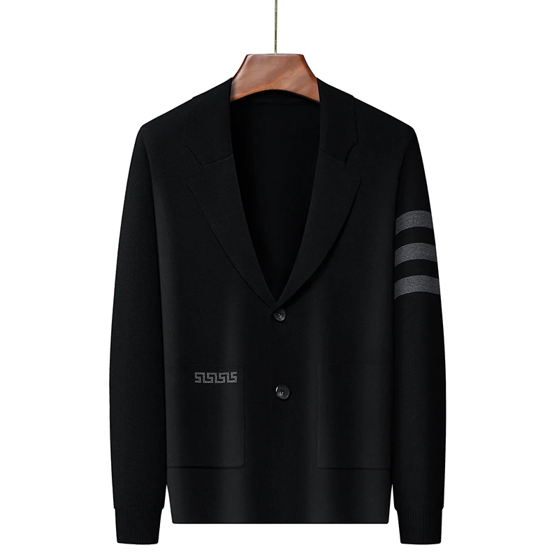 Designer originale da uomo colletto in maglia maglione cappotto autunno inverno nuovo tre strisce tasca business tendenza per il tempo libero abbigliamento da uomo