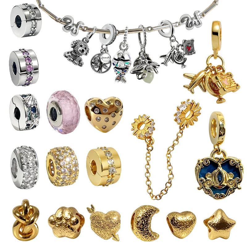 

Original Charms Bead,CAirplane Globe&Suitcase Dangle&Blue Scaled Fish Dangle Charm Bead Fit Pendant Bracelet Women Jewelry Gif