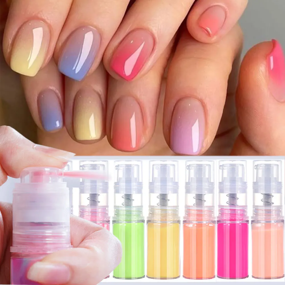 12Colors Ombre Spray Nail Dipping Powder 10g Neon Gradient Pastel Nail Pigment Ombre Spray Powder Diy Nail Supplies $%RT