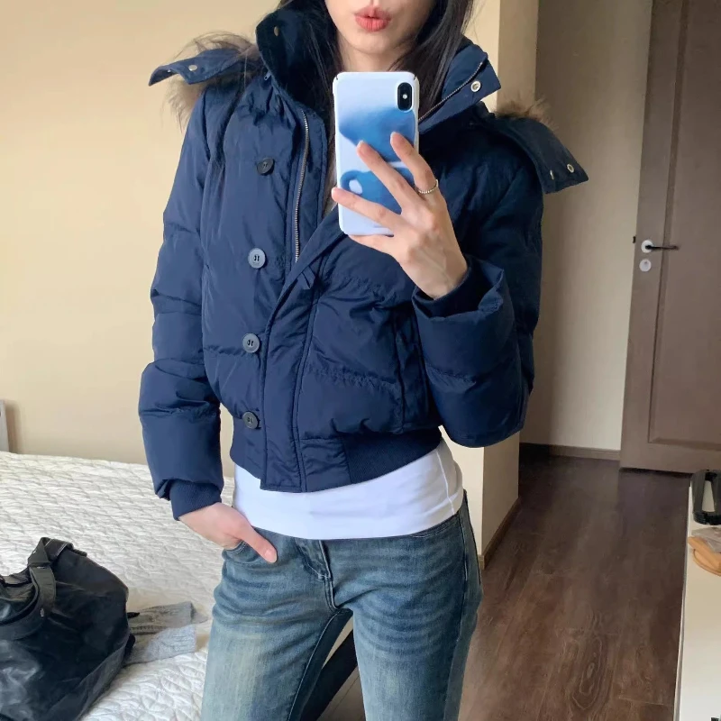 เสื้อแจ็คเก็ตขนเฟอร์เทียมสำหรับฤดูหนาว สไตล์ Y2K พร้อมฮู้ด แฟชั่นเกาหลี วินเทจ ลำลอง สำหรับผู้หญิง