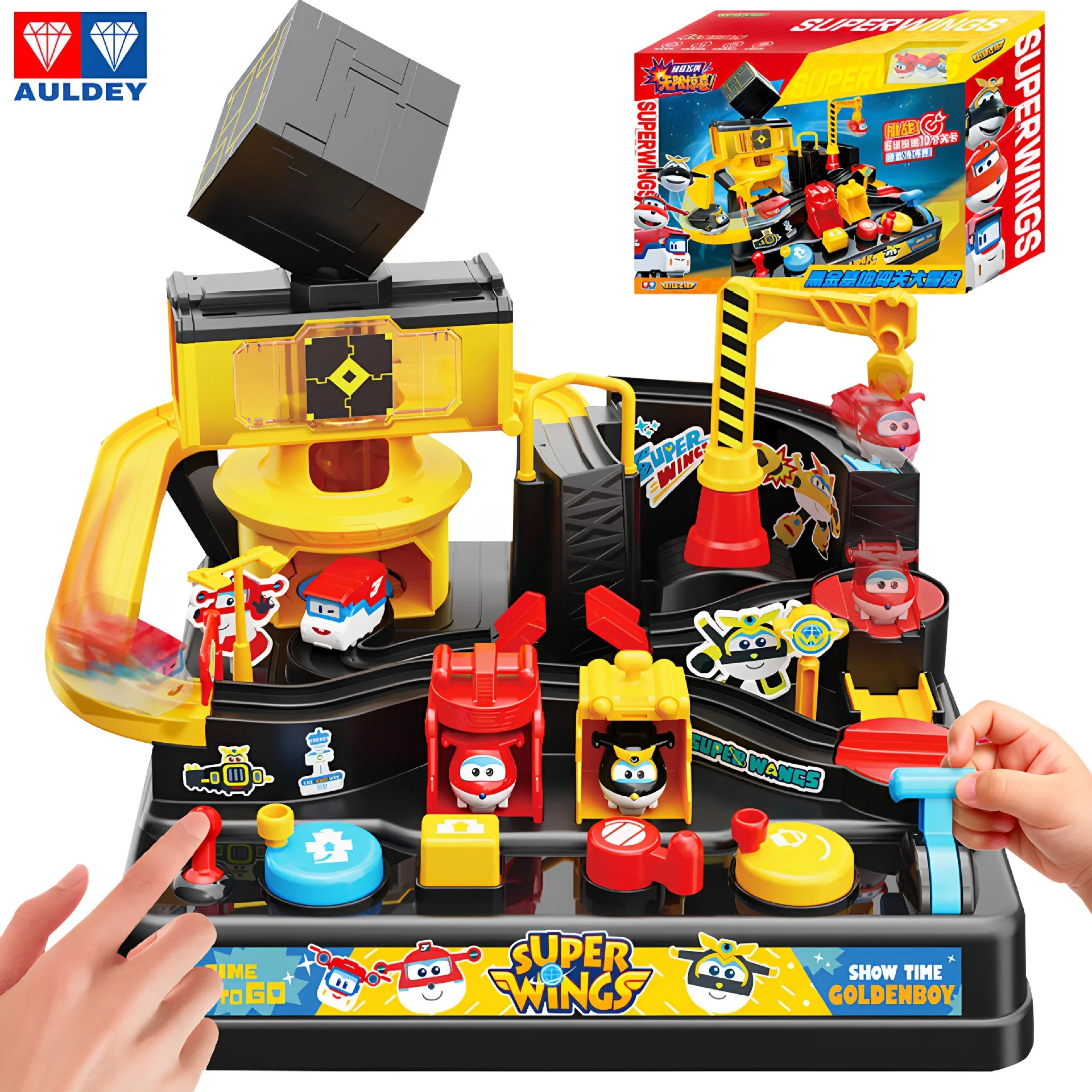 Auldey Super Wings Golden Boy Avontuurbaan Set Grote Deformatie Interactieve Puzzel Scenario Speelgoed