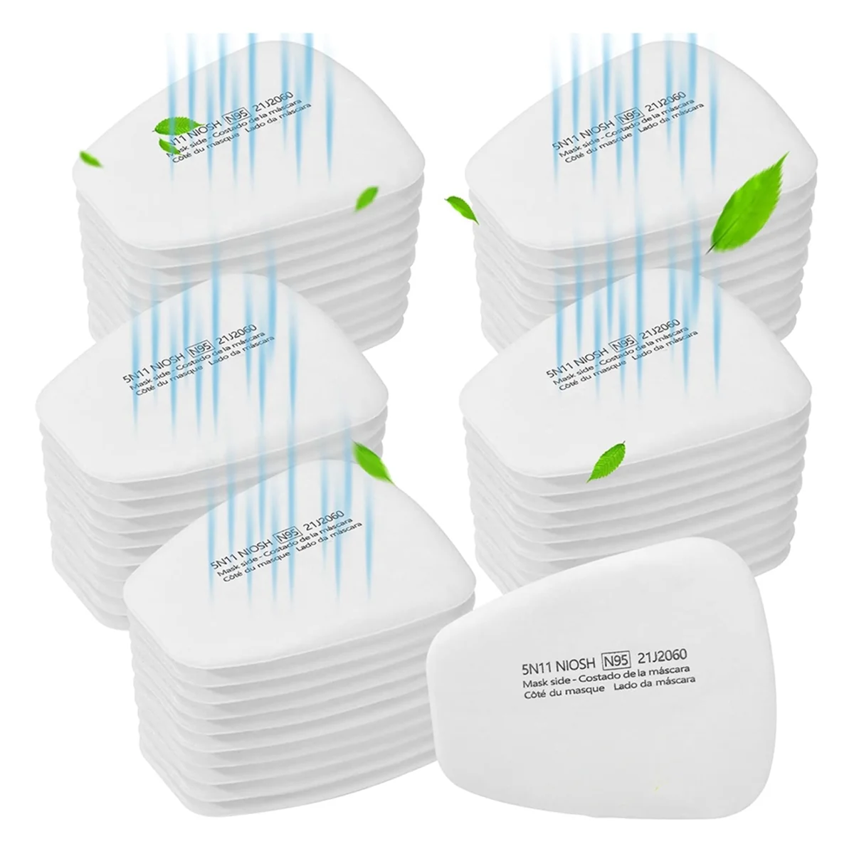 A24I 50 قطعة 5N11 فلتر تنفس قطن، خراطيش فلتر 6001 لمرشح جزيئات التنفس للاستخدام مع 6200، 6502