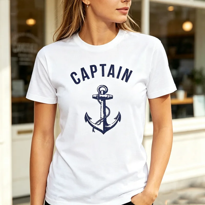 Vintage Captain Anchor Graphic T Shirt Nautical Sailor Design Casual Cotton Short Sleeve Gift Tee Harajuku Y2k Top Summer