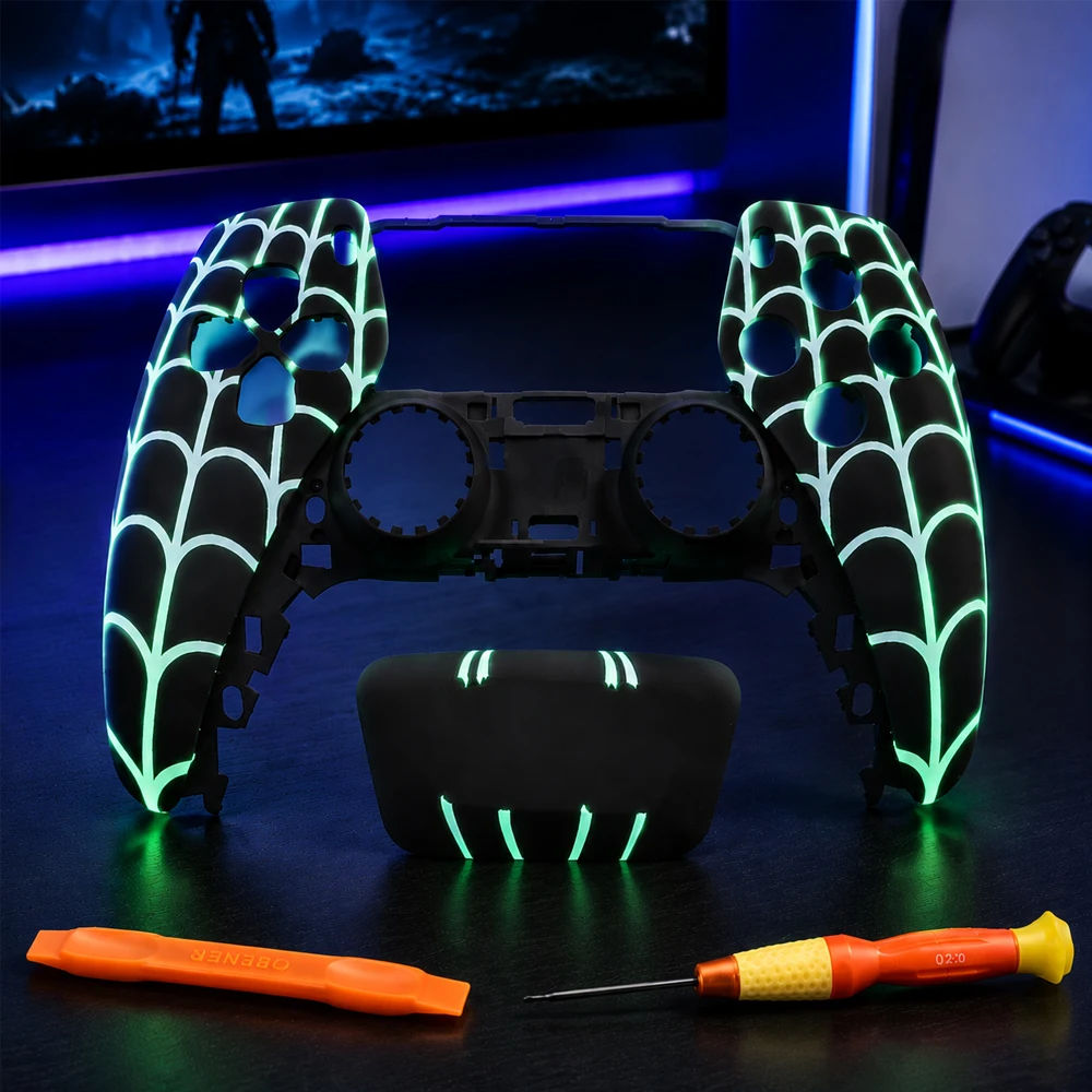 Glow in the Dark Front Shell For PS5 Controller Replacement Faceplate Housing with Touchpad Cover BDM 010-050 DIY Mod Parts