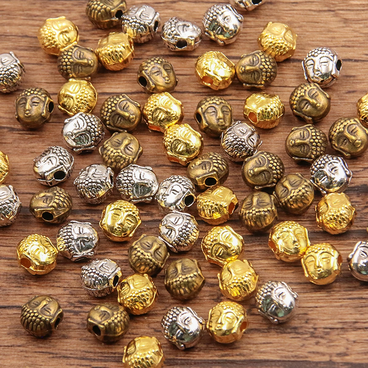 30pcs 7*7*1mm 3 Color Buddha Head Portr Bead Spacer Bead Charms For Diy Beaded Bracelets Jewelry Handmade Making