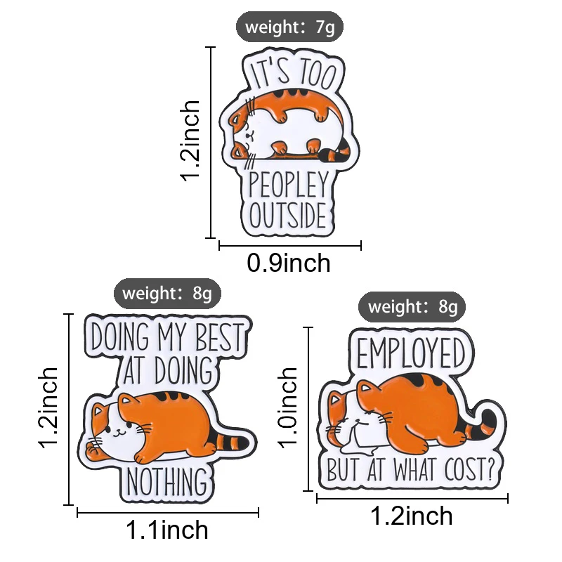 Turbo Granny Glückskatze Emaille-Anstecknadel Kawaii Dreifarbige Katze Geometrische Biene Goldfisch Ente Brosche Reversnadel Taschenanstecker Schmuck Geschenk für Freunde – Detail 13