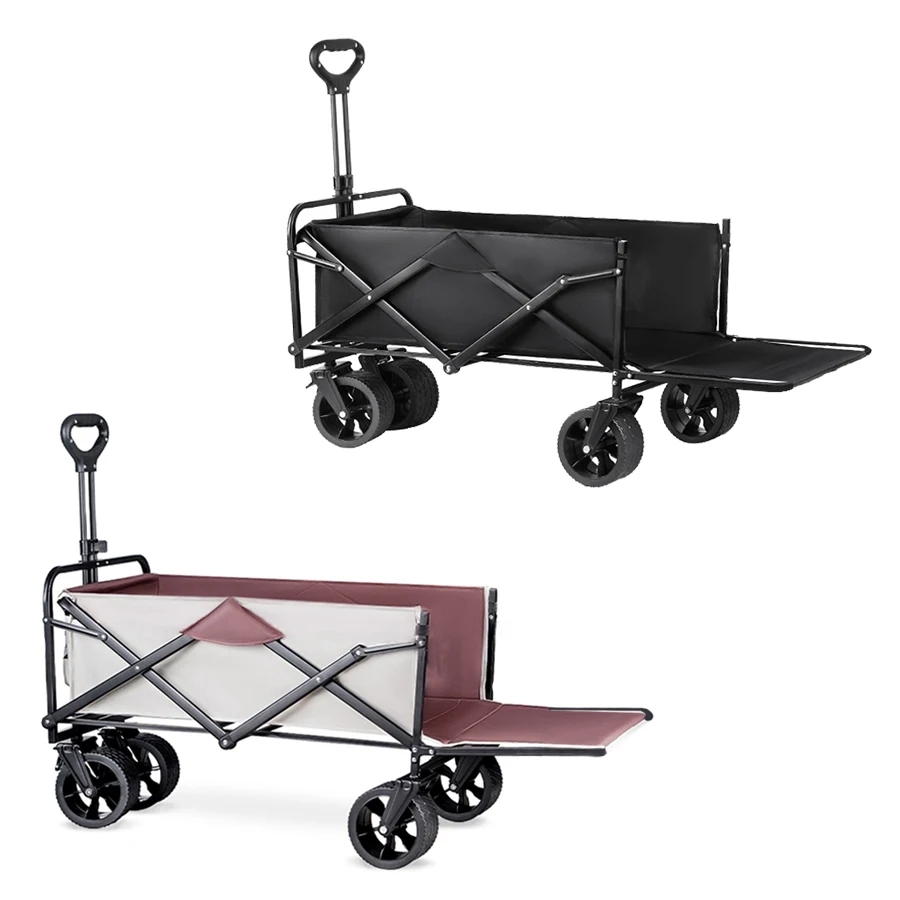 Extra Long Extender Outdoor Wagon Cart Large Capacity Utility Folding Cart Camping Picnic Trolley Beach Collapse Folding Cart