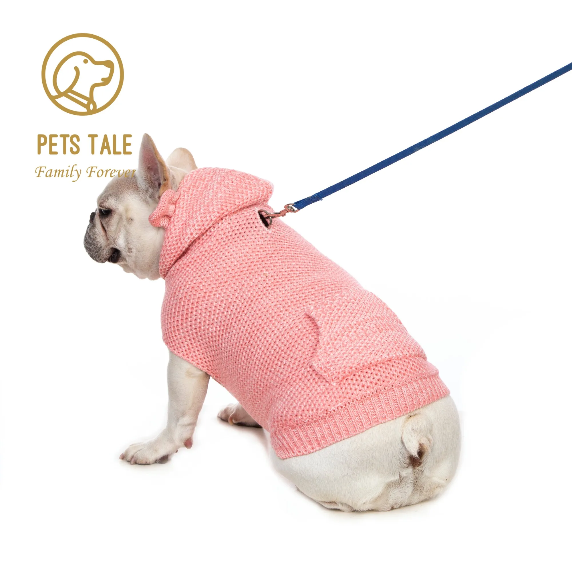 Plain Color Pet Sweater Hoodie With Pocket For Autumn And Winter Dog Warm Clothes