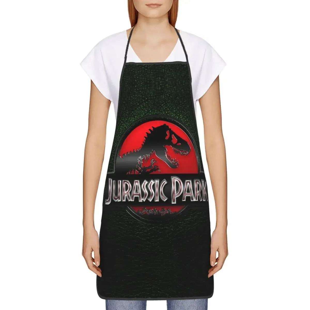 Jurassic Park Leather Texture Print Funny Apron Women Men Dinosaur Adult Unisex Kitchen Chef Bib Tablier Cuisine Cooking Baking