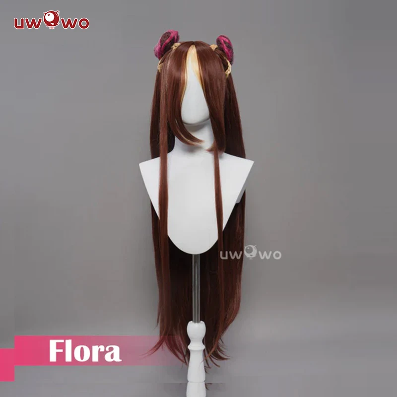 UWOWO Cosplay Flora Wig Fairy Wings Cosplay Wigs Long Brown Hair