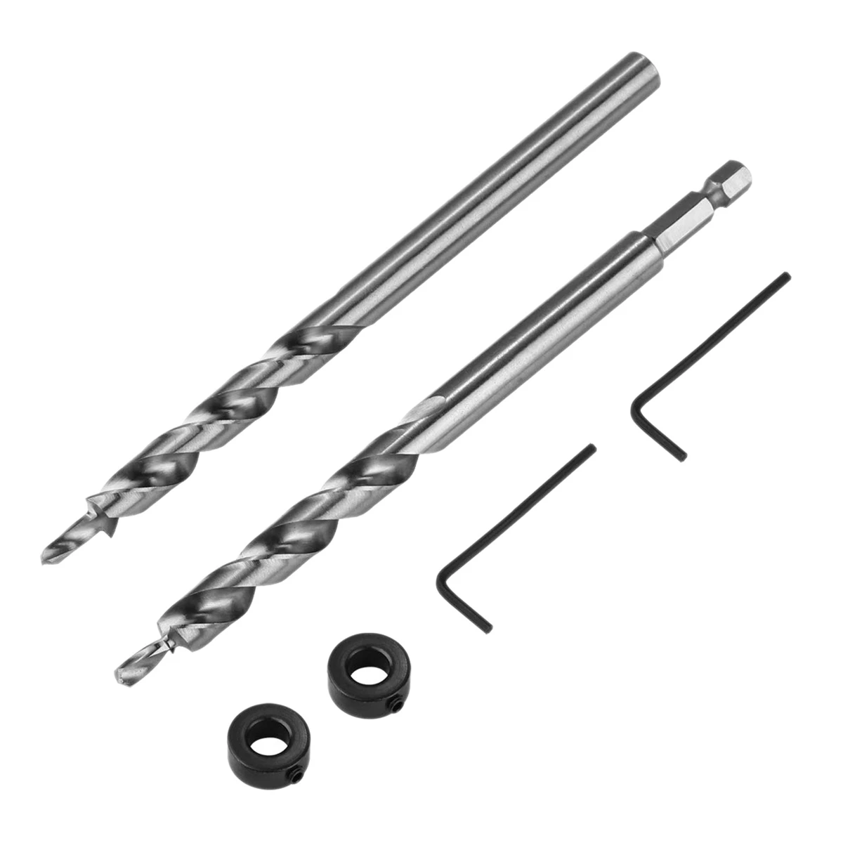 BMBY-3/8 Inch Pocket Hole Drill Bit With Depth Stop Collar With 5 PCS Self Centering Hinge Tapper Core Drill Bit Set