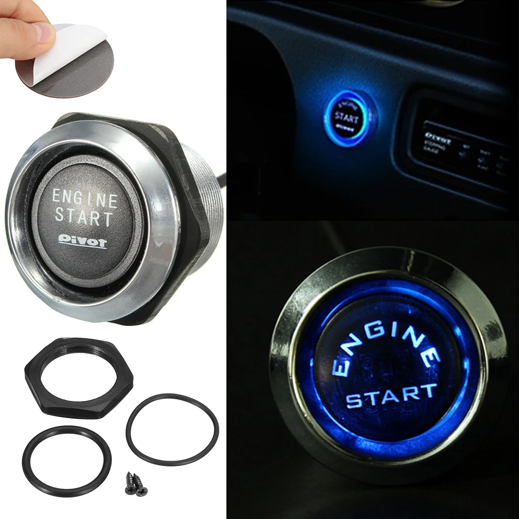 12V Auto-Engine Start Push Button Kunststoff Zündung Schalter Blau Licht Automobil Ersetzen Starter Kit Zubehör