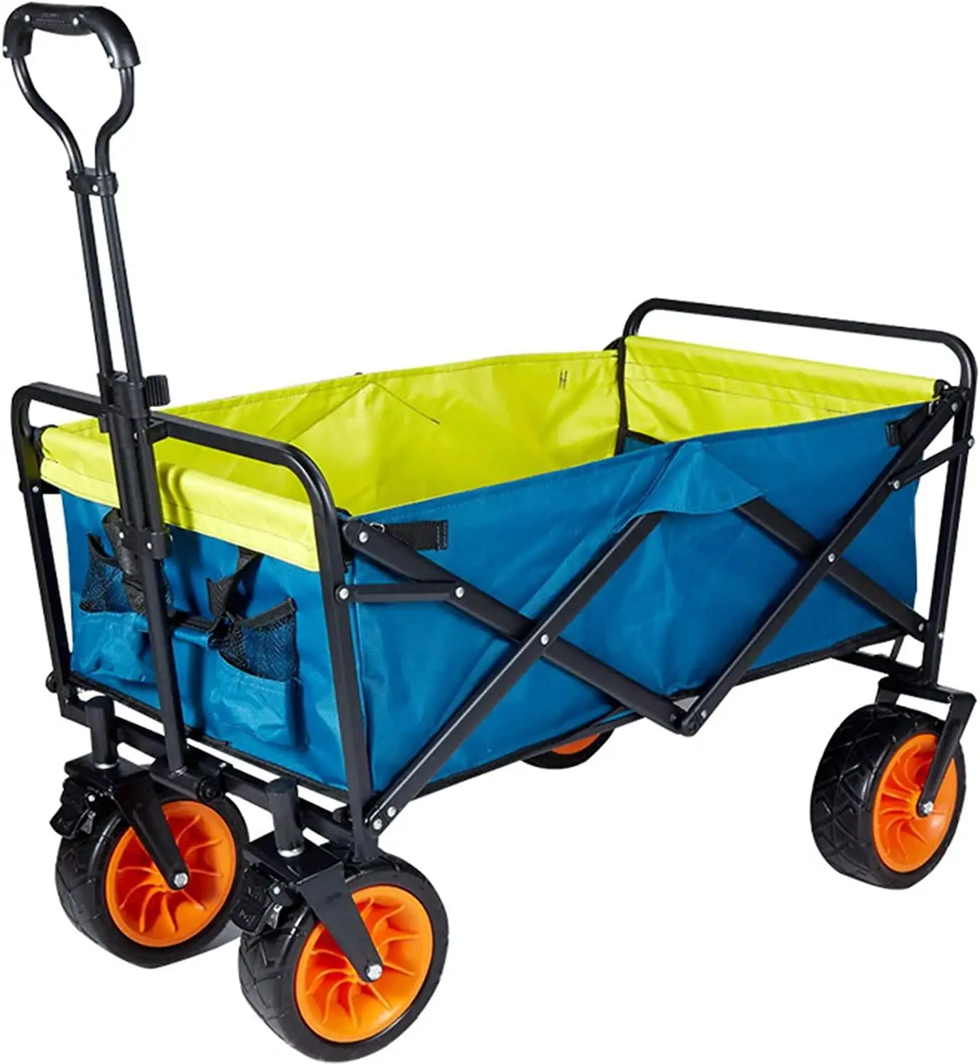 Large Capacity Big Wheel 4 Wheels Foldable Folding Beach Wagon with canopy for kids