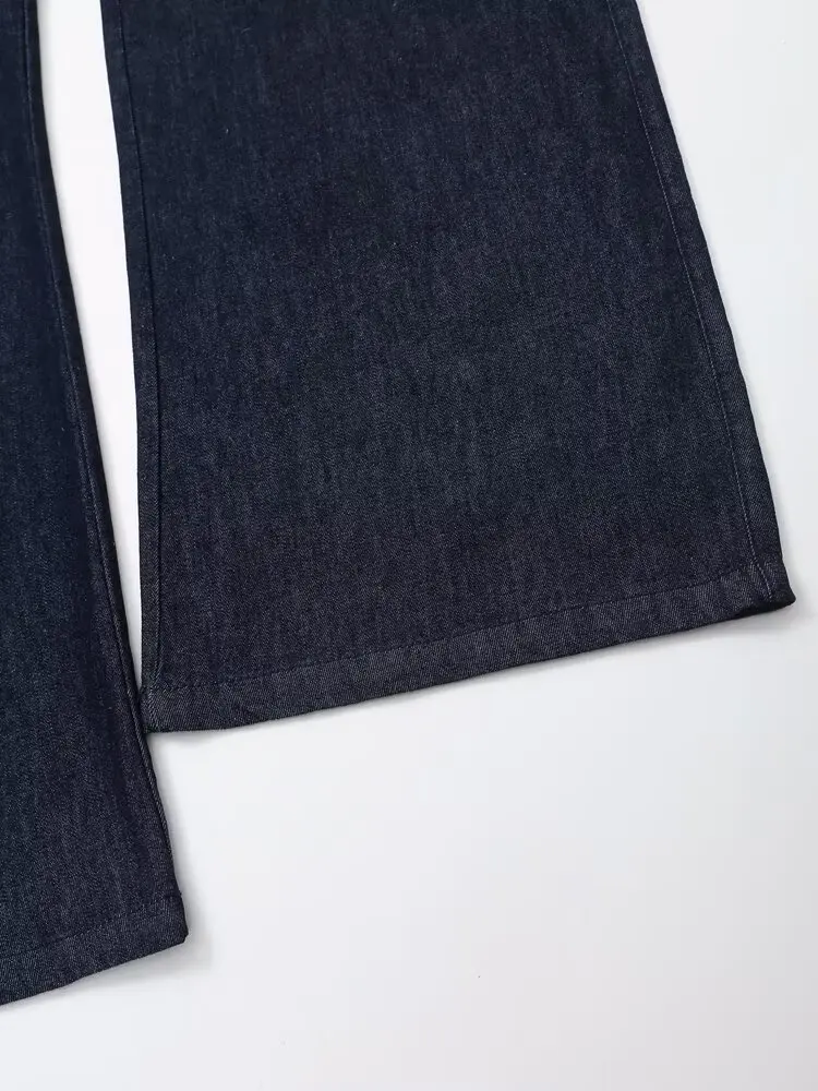 Jenny&Dave French Fashion Ladies Jeans Trousers Minimalist Waistband Loose Jeans Women High Waist Vintage Denim Pants Women