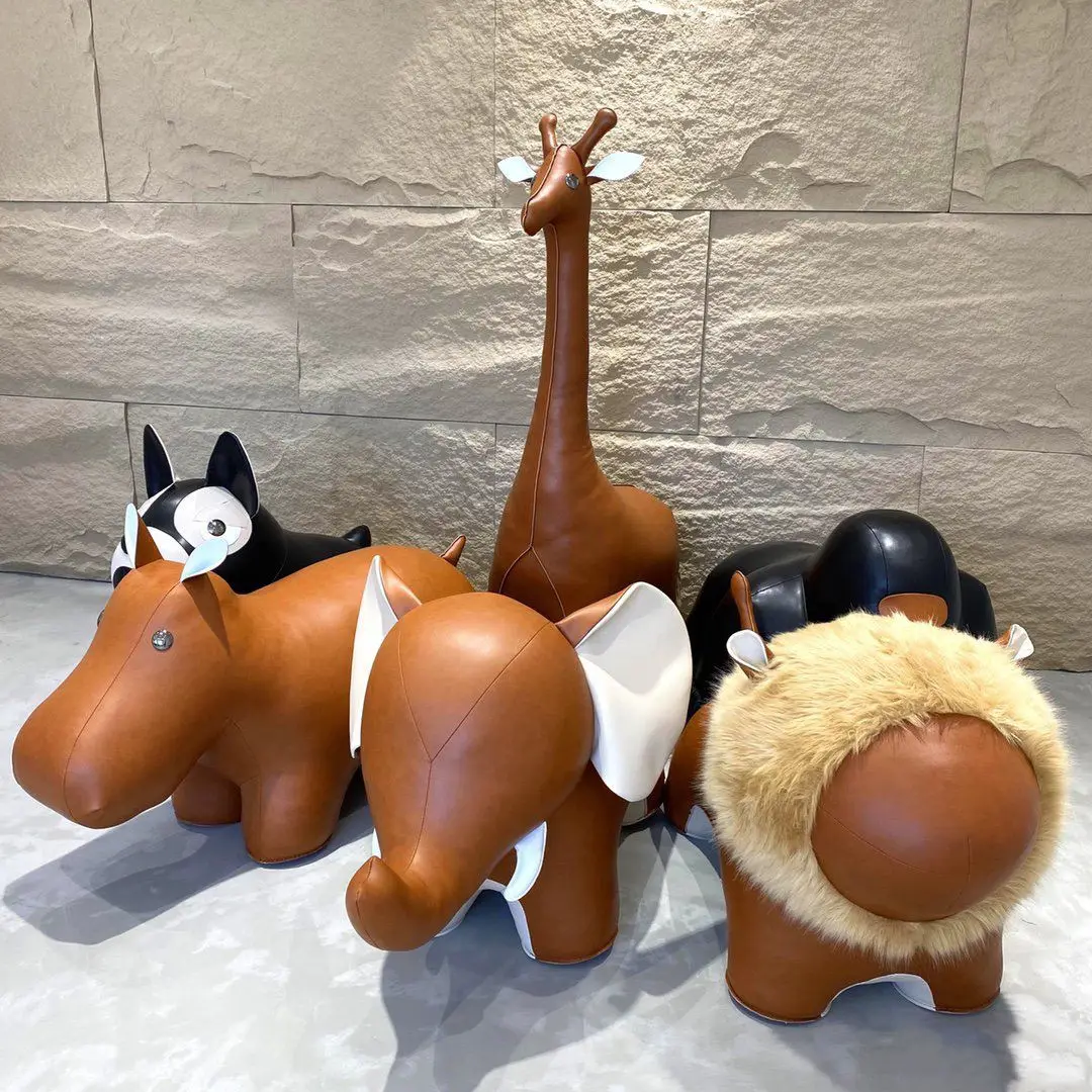 New giraffe animal seat children's shoe changing stool lion elephant cartoon seat hippo stool living room home