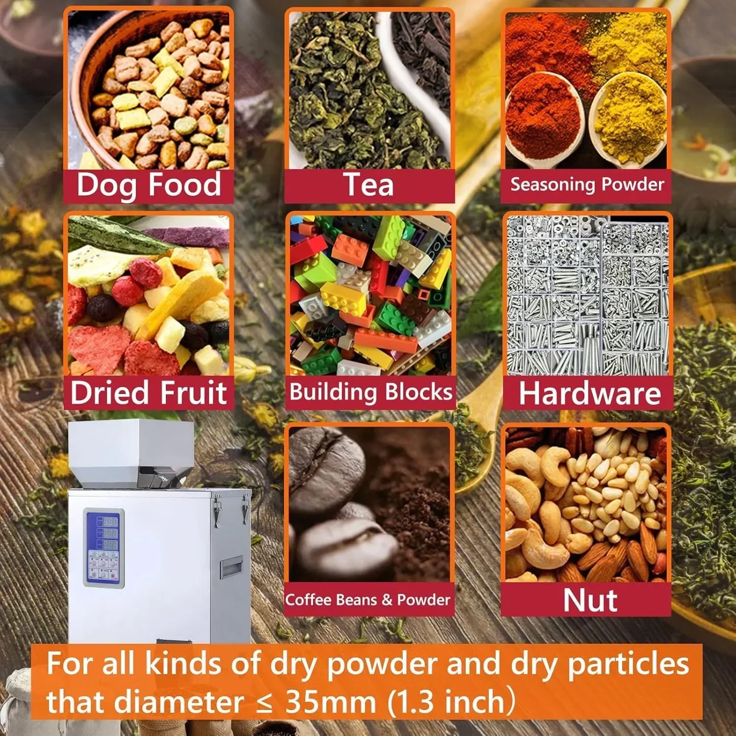 1-99/200/500G Powder Filling Machine Particle Filling Machine Automatic Powder Particle Dispenser for Flour Beans Glitter Filler