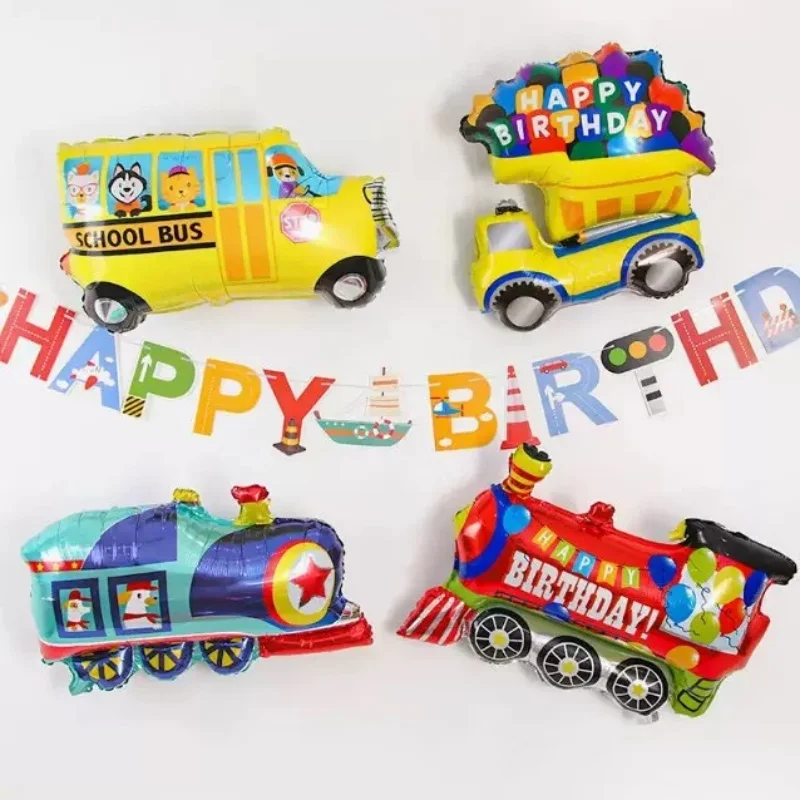 3D Cartoon Car Foil Balloon Buggy Racing Digging Car Train Gift Baby Shower Birthday Party Decorations Kids Toys Helium Balloons view 3