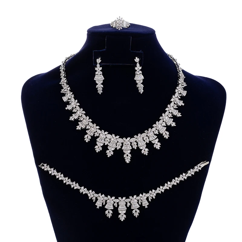 

Jewelry Sets HADIYANA Simple Style Necklace Bracelet Ring Earrings Romantic Quality Elegant Cubic Zirconia CN2186 Marriage