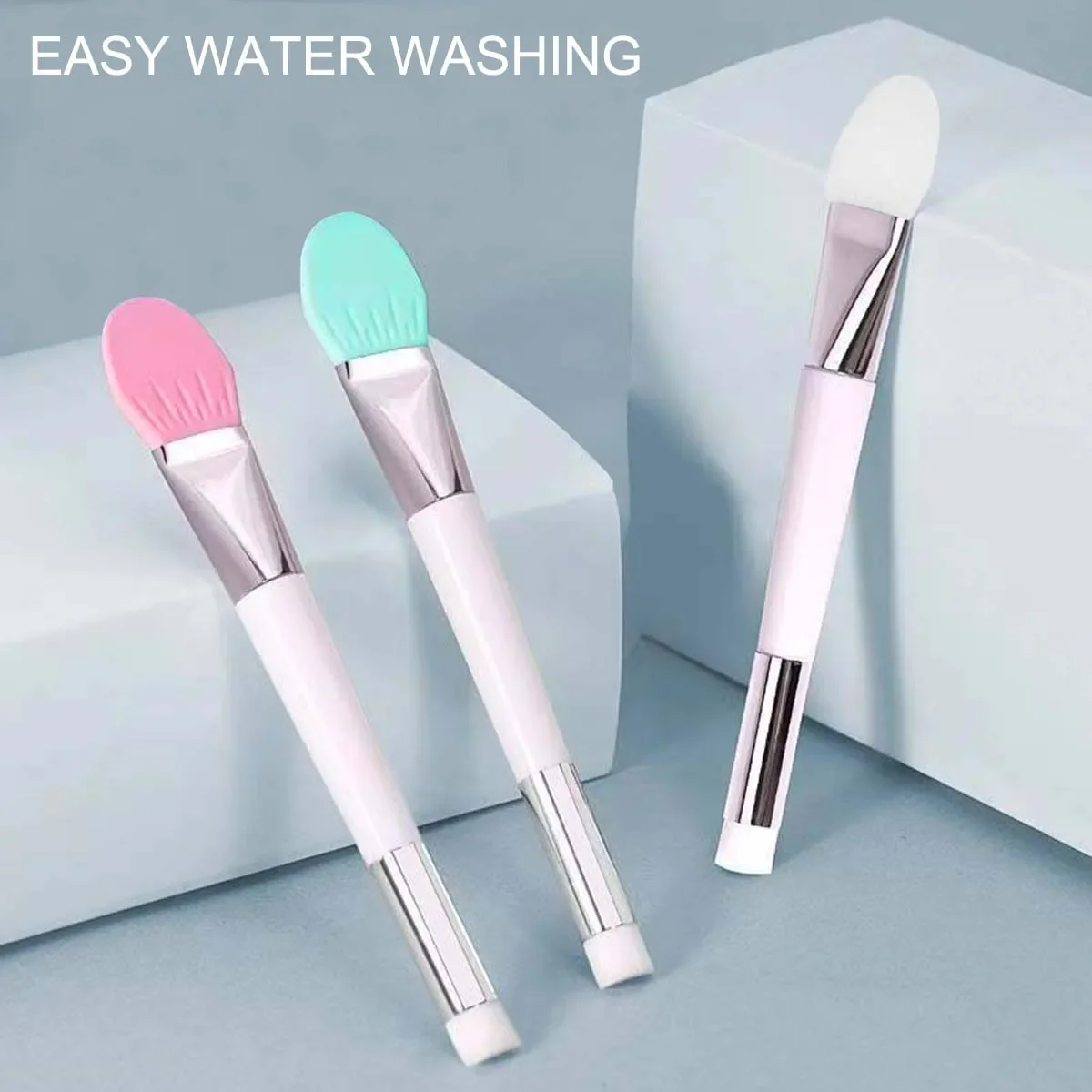 Double-ended Silicone Mask Brush, Soft Bristle Mud Mask Brush, Dual-purpose Face Application Beauty Brush