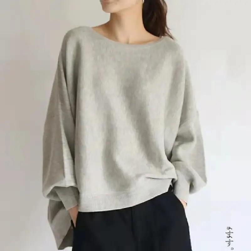 

Loose and Gentle Sweater Women's 2023 Autumn/Winter Japanese Lazy Style O-Neck Long Sleeve Super Fire Versatile Hoodie